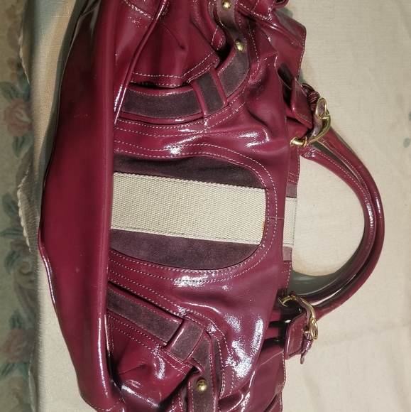 👜 Juicy Couture Dark Red Leather Satchel Purse - Picture 8 of 17